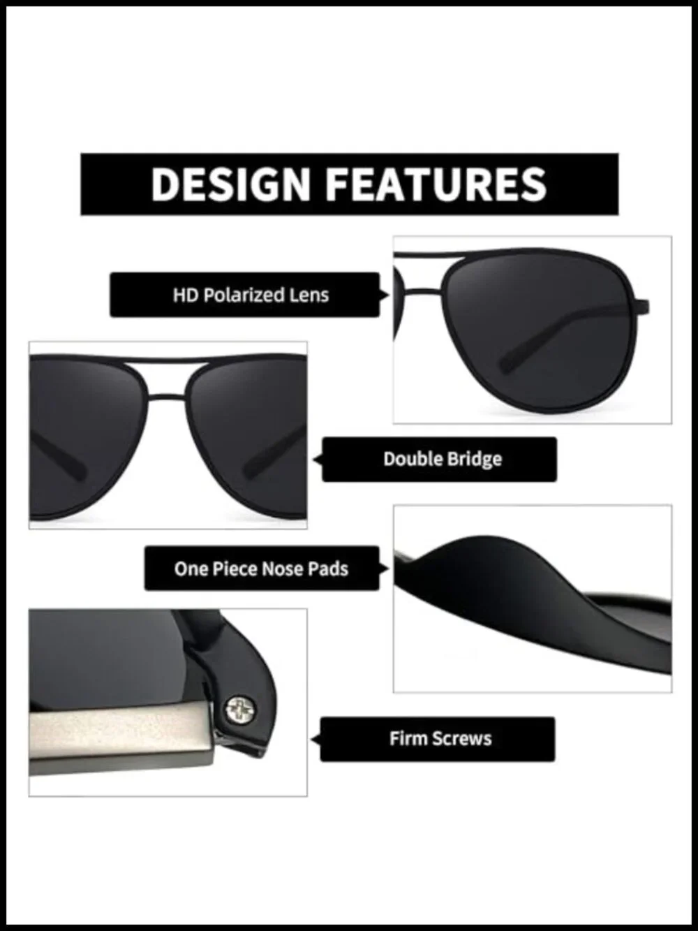 Retro Polarized Aviator Sunglasses TR90 Temples UV400 Protection Lightweight